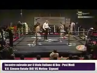 02/03/2012: Incontro valevole per il titolo dei pesi medi di Box tra il Vigile volontario (V.V.) Simone Rotolo e Matteo Signani - Tratto da Rai Sport