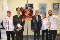 da sinistra VF Alberto Arpino, Prof. Fabrizio Santangelo, Nino Benvenuti, VF Lucia Lucarini, VF Mattia Placidi