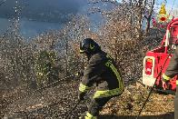 Varese, incendio di bosco a Tronzano Lago Maggiore