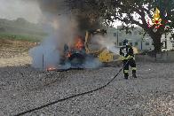 Incendio macchina operatrice a Falconara Marittima
