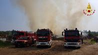 Novara, incendio deposito legnami