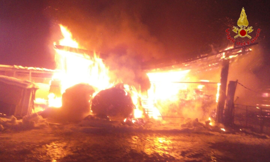 Verbano Cusio Ossola, incendio stalle in localit Caddo