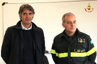 Verona, il nuovo sindaco della citt, Federico Sboarina in visita al Comando dei Vigili del fuoco