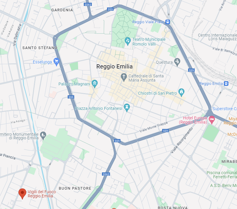Posizione Comando VVF REGGIO EMILIA in Google Maps