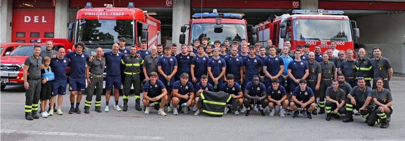 A Treviso l'incontro formativo tra i Vigili del fuoco e la nazionale under 20 di Rugby