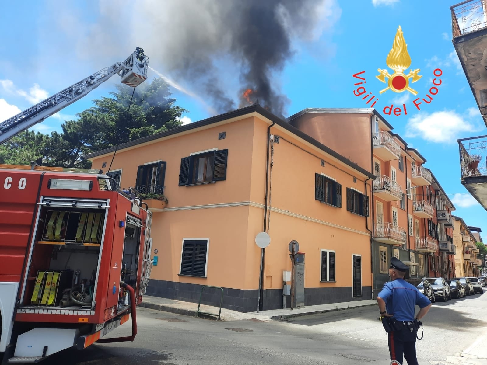 Intervento per incendio tetto