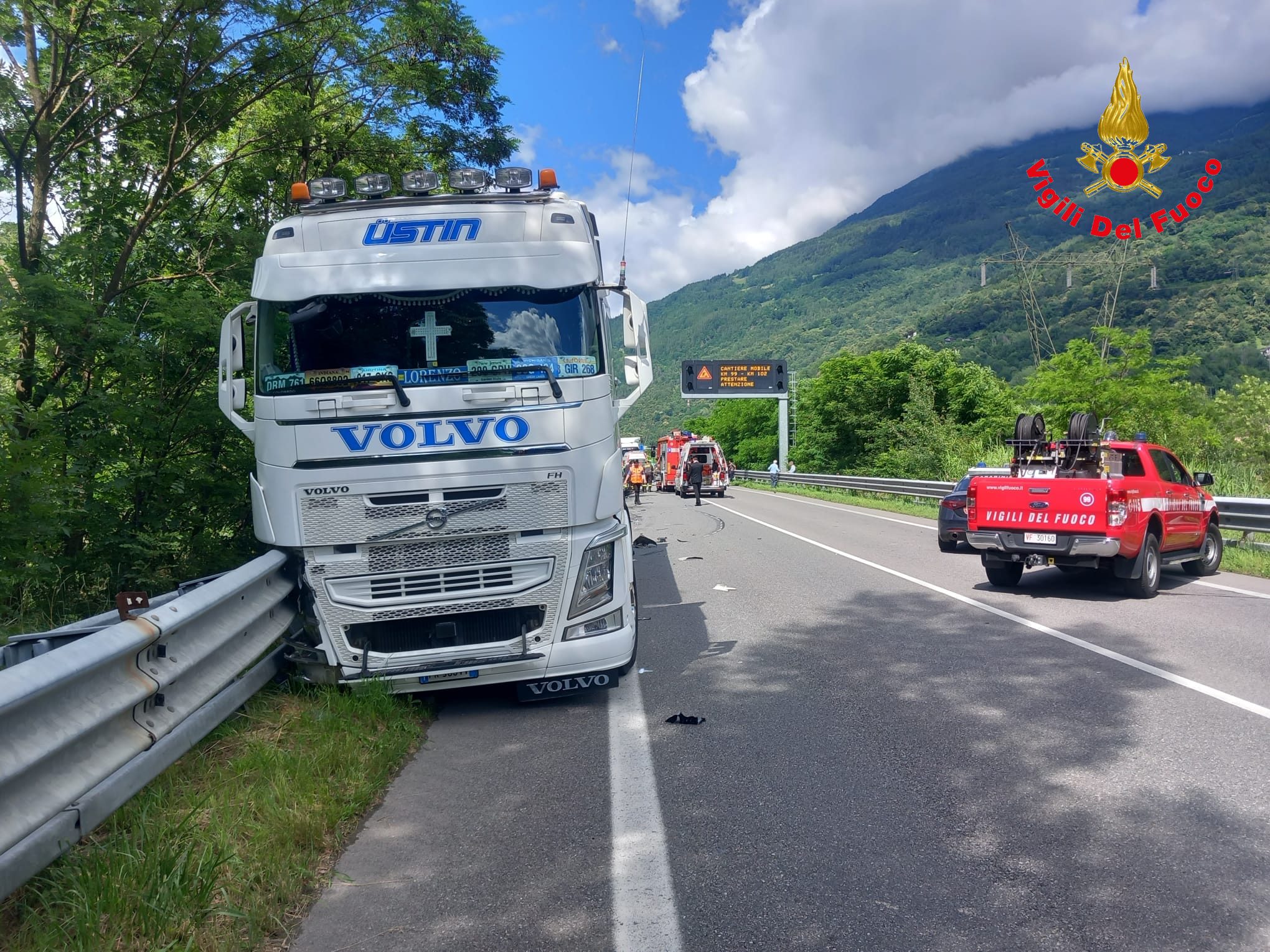 Incidente stradale nel comune di Mazzo di Valtellina
