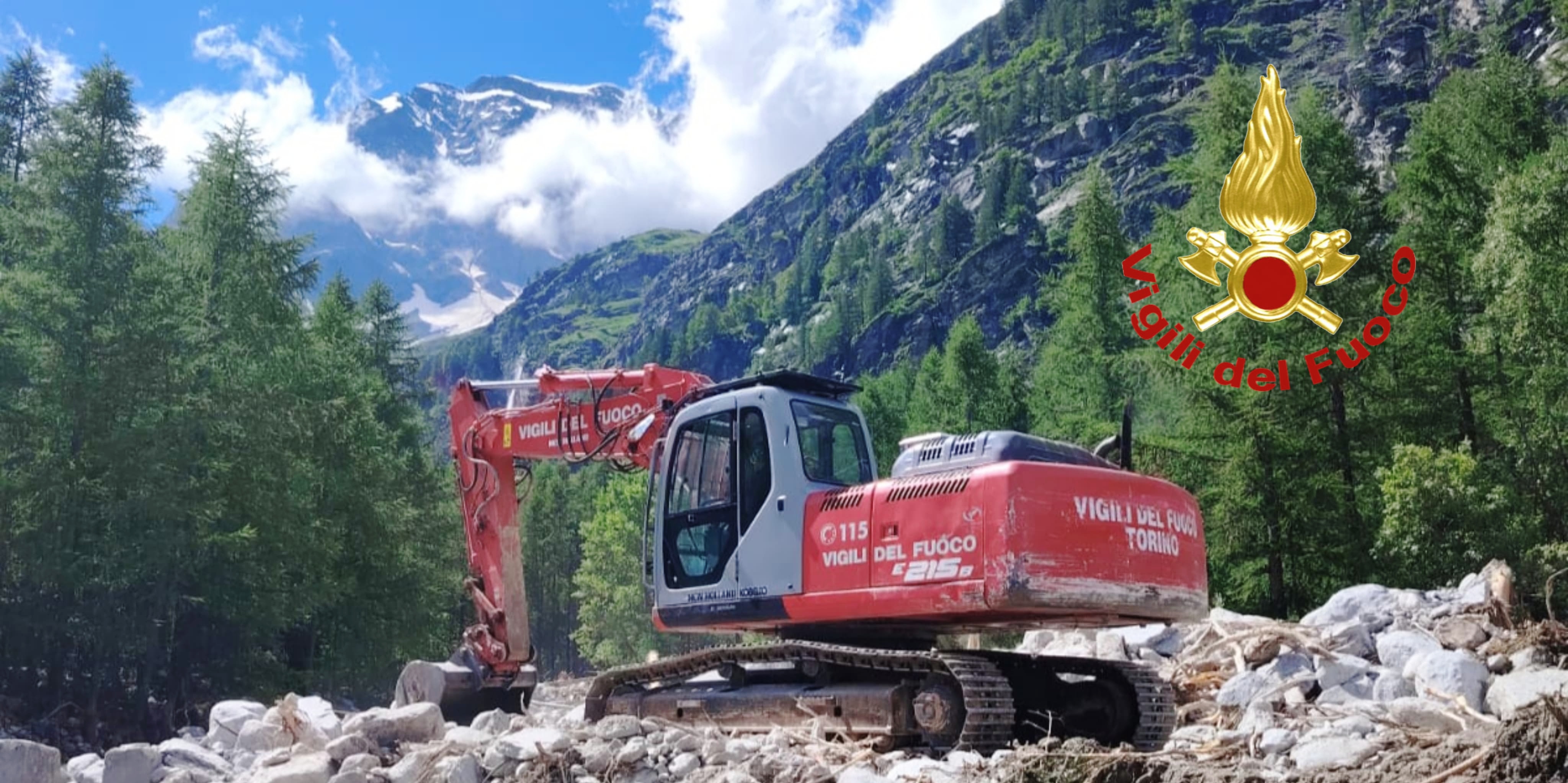 Nucleo G.O.S. dei Vigili del fuoco in supporto per l'alluvione a Macugnaga