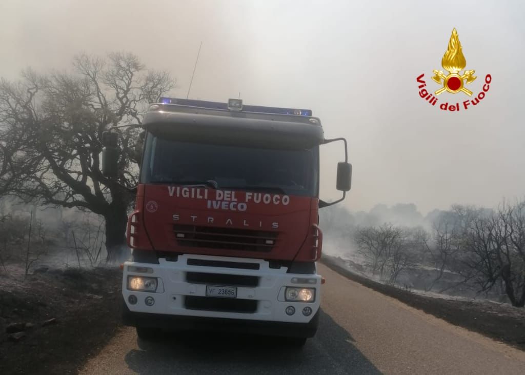 Vigili del fuoco impegnati per gli incendi boschivi su tutto il territorio