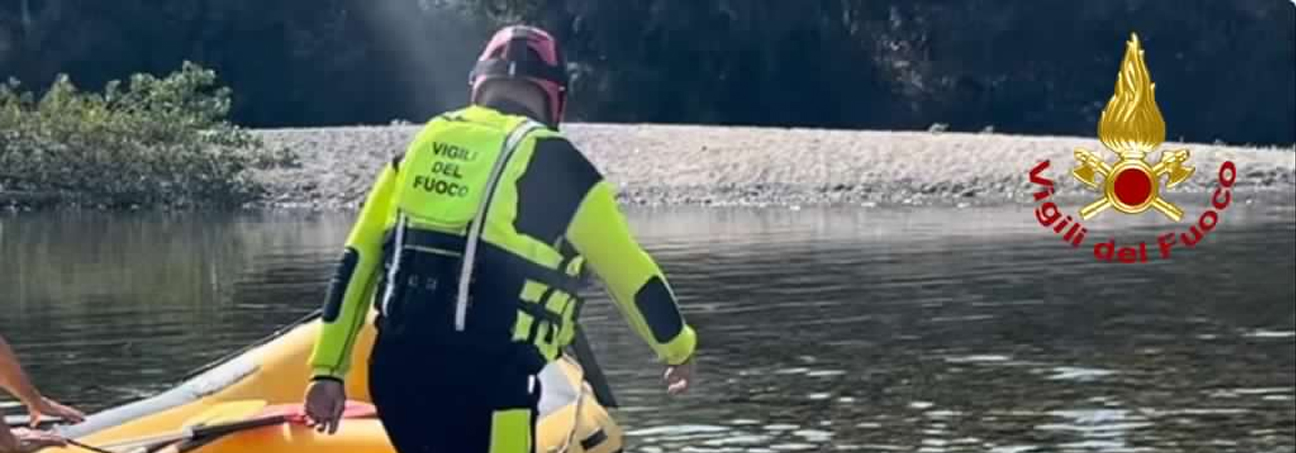 Intervento per recupero persona annegata nel fiume Serchio