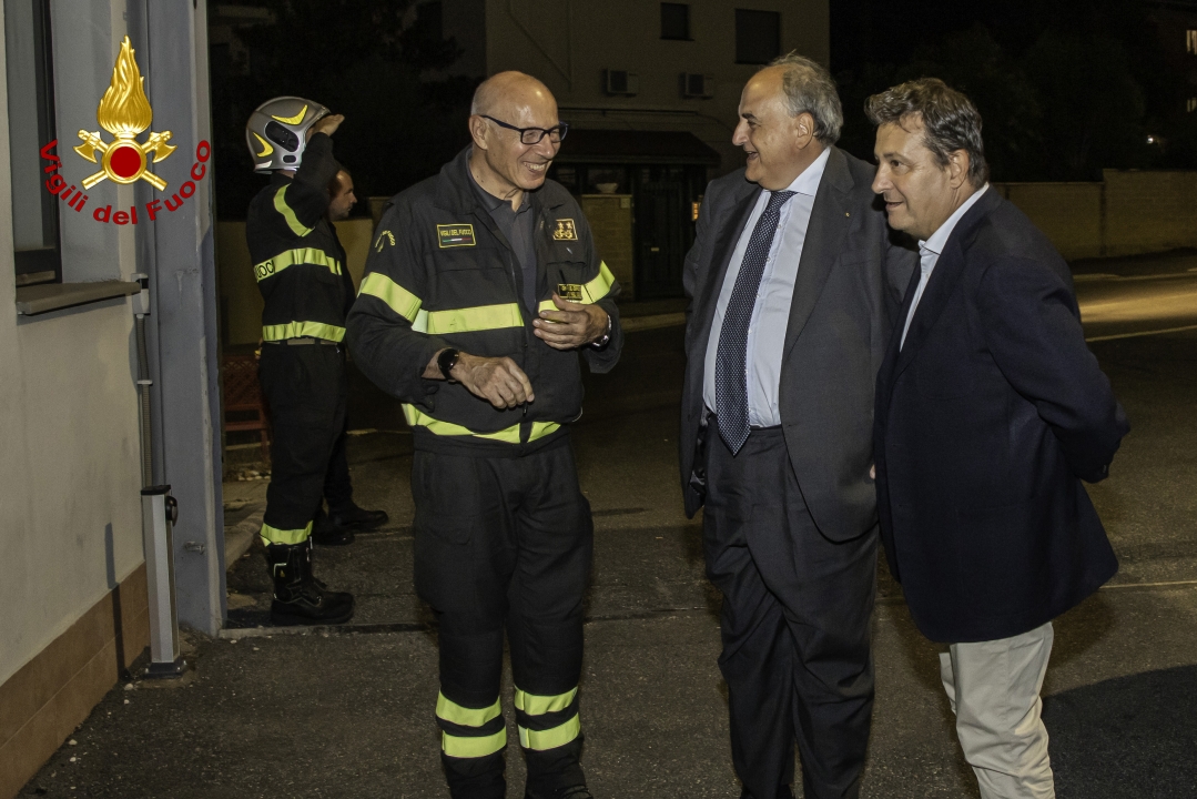 Franceschelli, Dall'Oppio e Aquilino durante la visita istituzionale