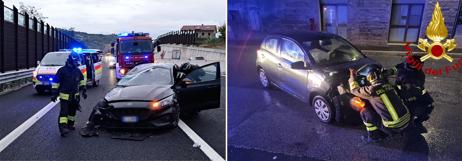 Vigili del fuoco chiamati ad intervenire per due incidenti stradali