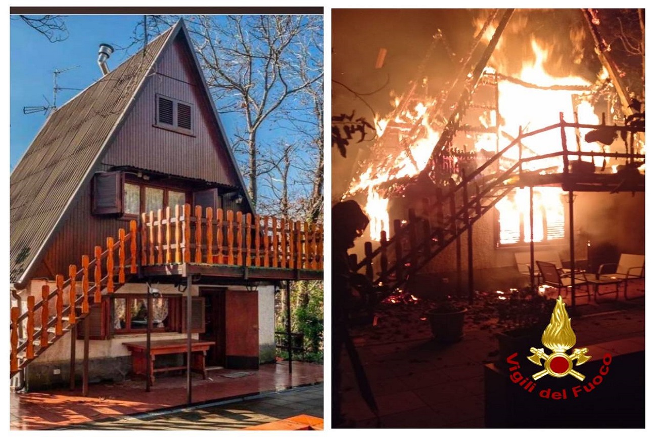 Incendio chalet a Pedara CT