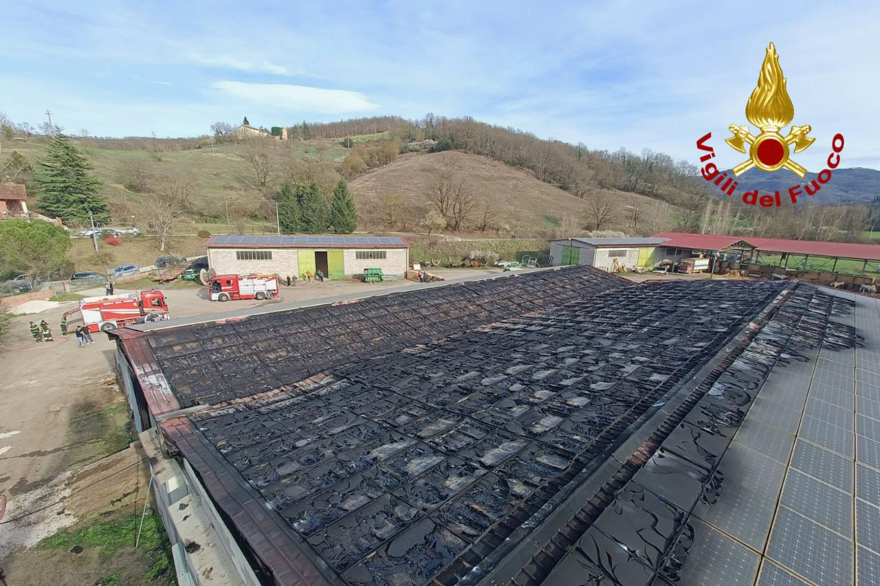 Incendio pannelli fotovoltaici in un'azienda di allevamento bovini