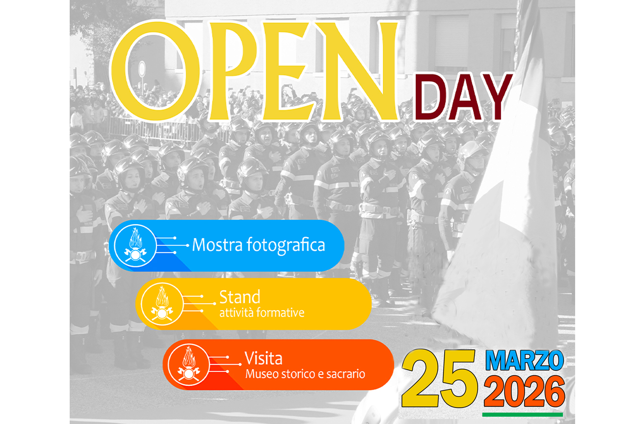 Banner che annuncia l'open day alle Scuole Centrali Antincendi di Roma Capannelle