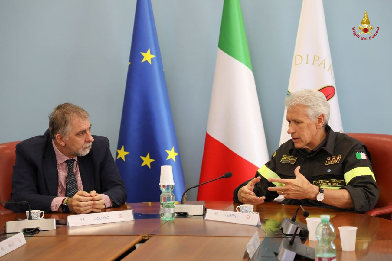 L'incontro del Capo del Corpo Ghimenti (a destra nella foto) e il Capo dipartimento della protezione civile Ciciliano