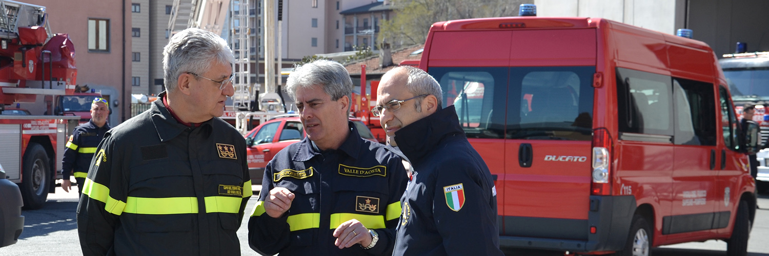 Aosta. Visita del Capo del Corpo Nazional dei Vigili del fuoco e del Capo Dipartimento della Protezione Civile.