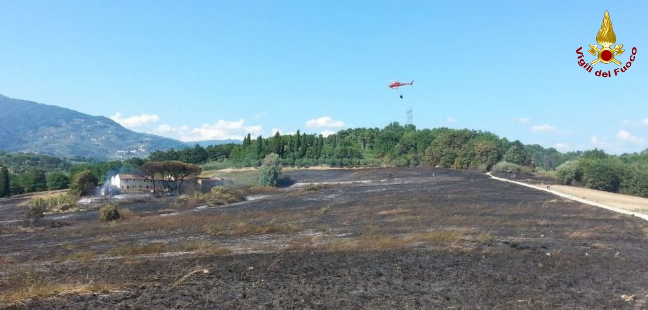 Lucca, incendio boschivo a Capannori