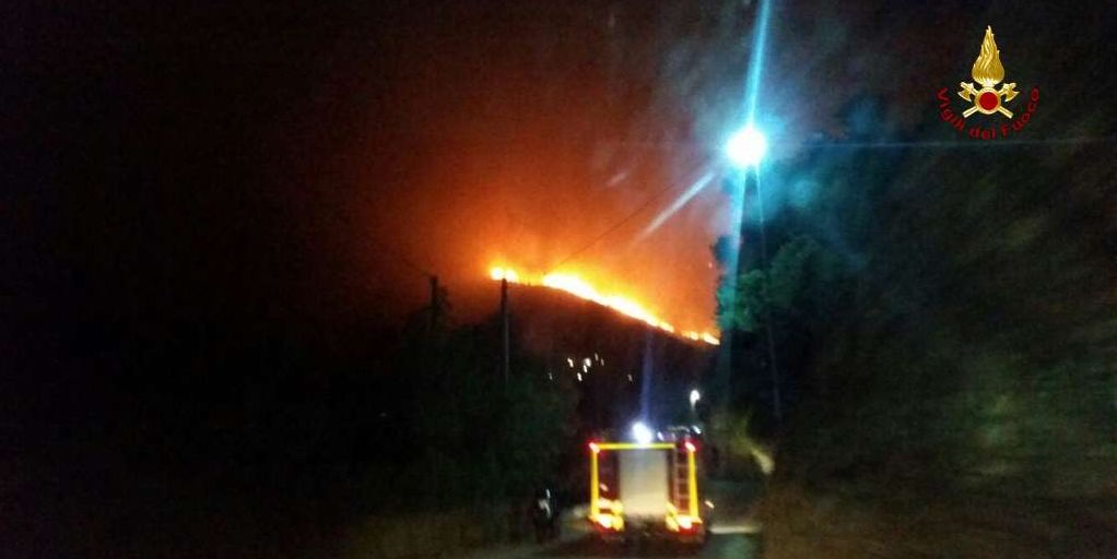 Genova, vasto incendio boschivo
