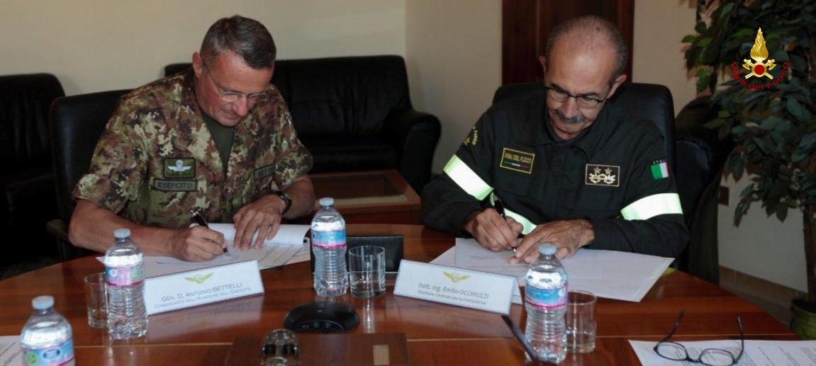Viterbo, rinnovo della convenzione per lo scambio di servizi formativi tra Vigili del fuoco ed esercito