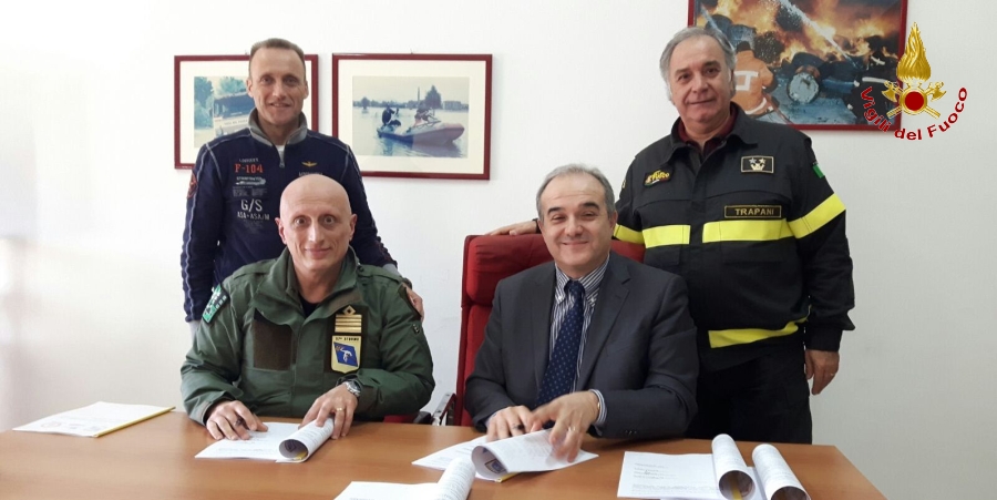 Trapani, firmato accordo tra i Vigili del fuoco e Aeronautica Militare
