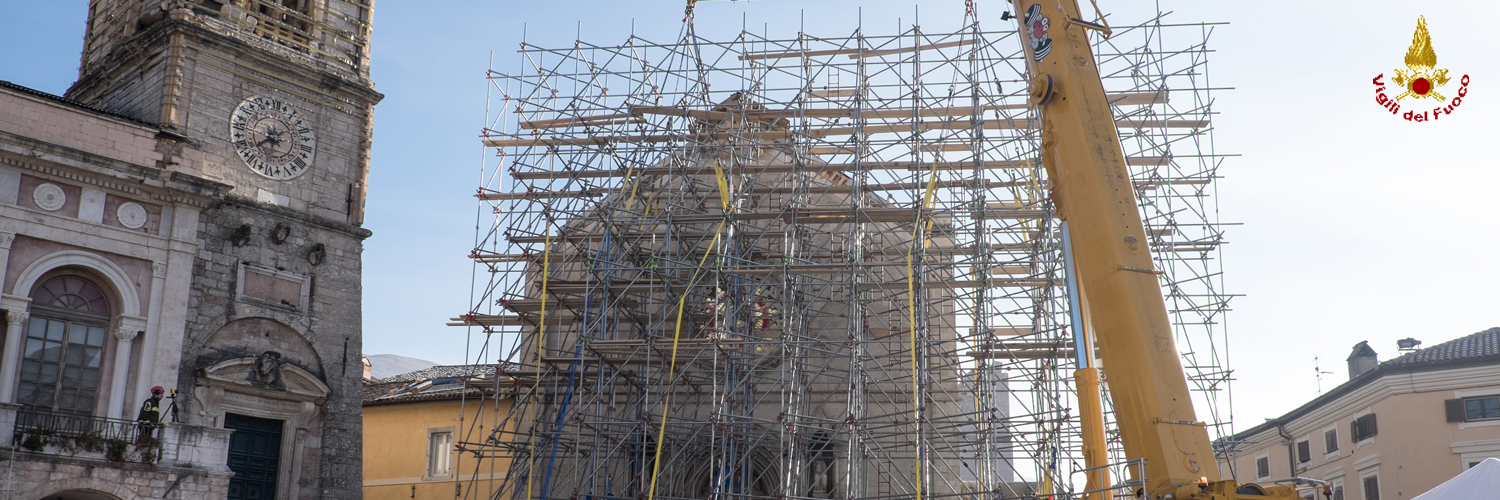 Norcia, concluso il primo intervento di messa in sicurezza della Basilica di San Benedetto