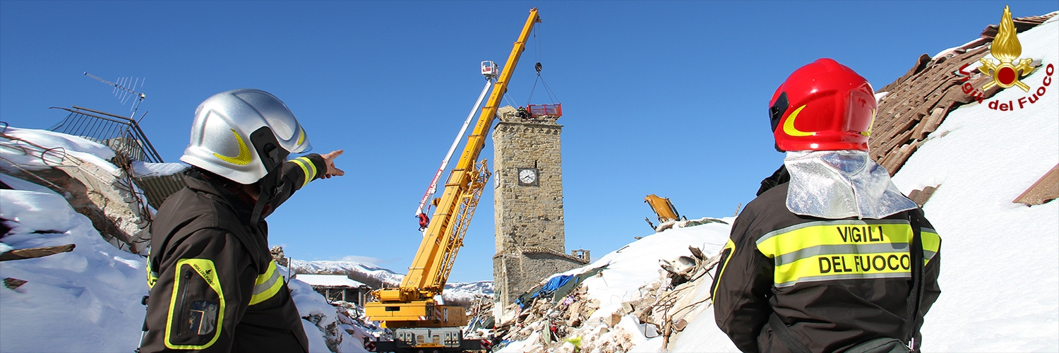 Sisma Centro Italia: freddo e neve non fermano il lavoro dei i Vigili del Fuoco