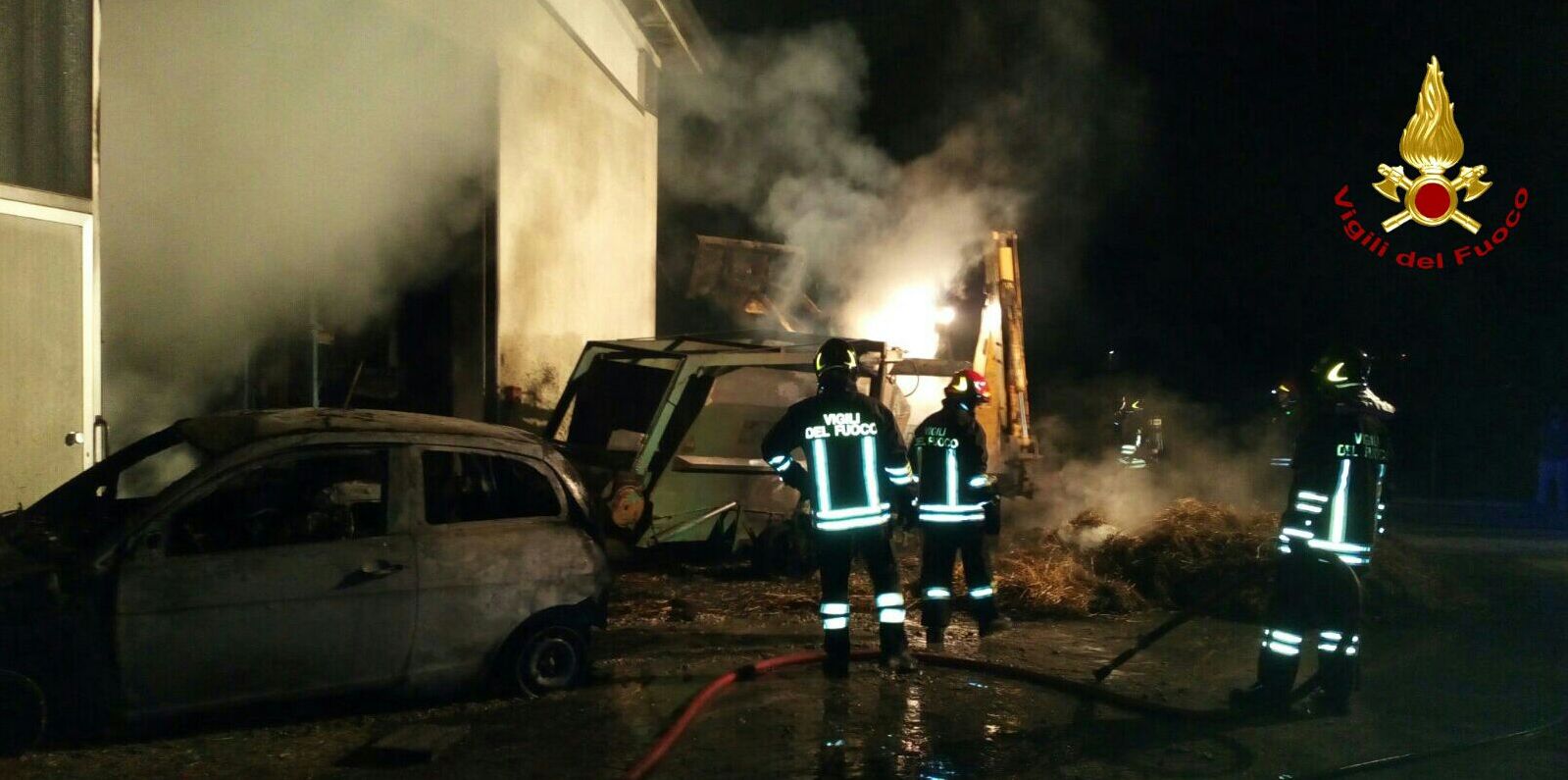 Padova, incendio capannone agricolo nel comune di Cittadella