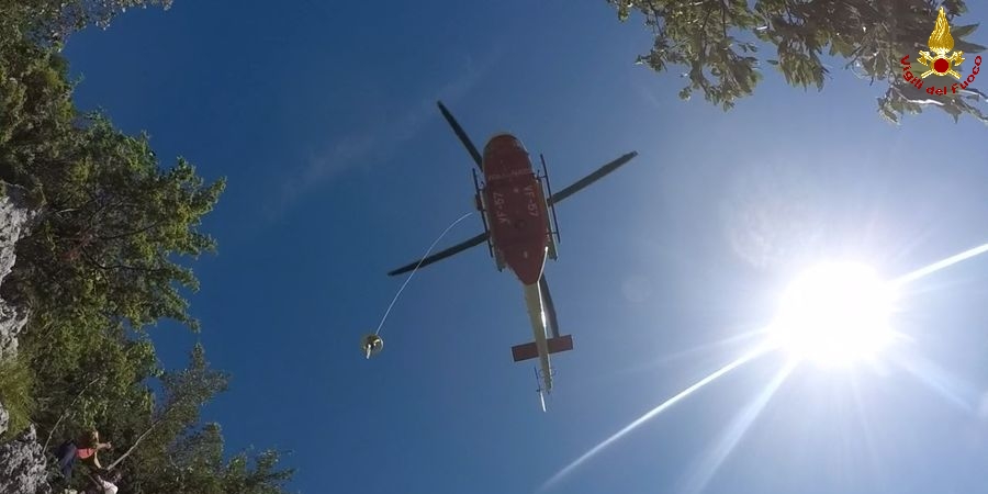 Frosinone, salvata mucca caduta in un dirupo