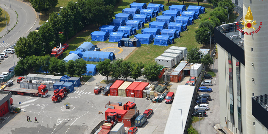 Padova, allestimento del C.O.A. Veneto