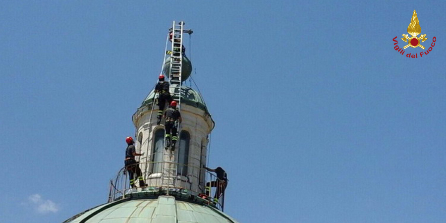 Frosinone, intervento sulla cupola dell'Abbazia di Montecassino