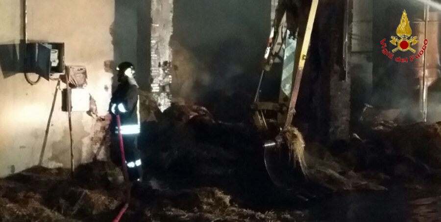 Padova, bruciano 800 quintali di fieno a Gazzo Padovano