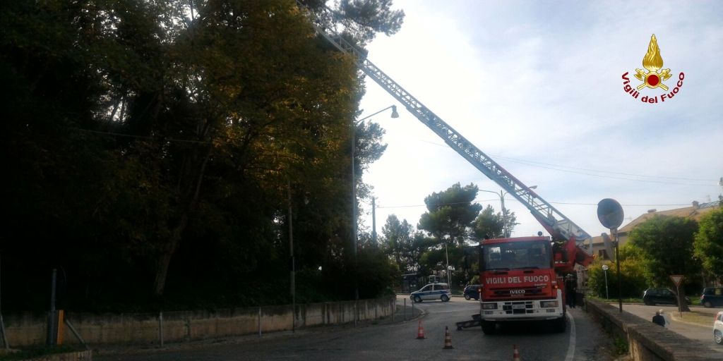 Ancona, interventi dei Vigili del fuoco causa forte vento