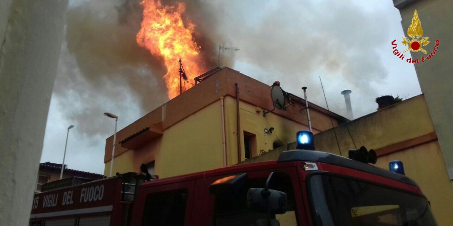 Cagliari, incendio abitazione nel comune di Monastir