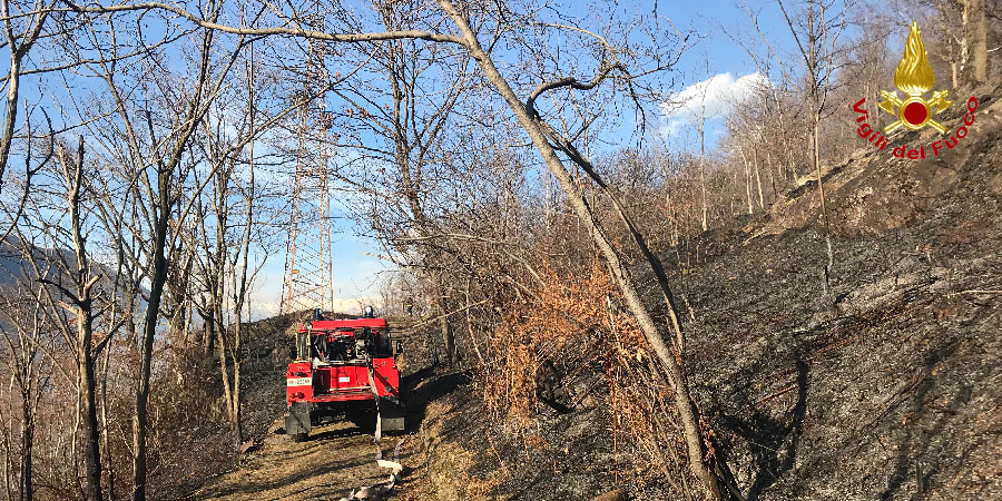Varese, incendio di bosco a Tronzano Lago Maggiore