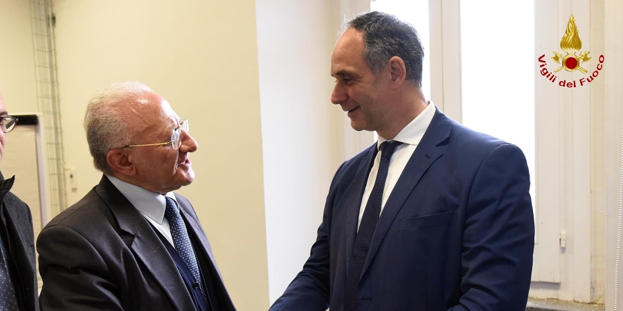 Salerno, incontri istituzionali del Comandante provinciale dei Vigili del fuoco, Adriano De Acutis