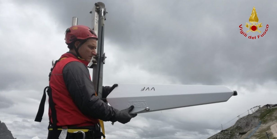 Venezia, intervento di manutenzione ponte radio del centro TLC Veneto sul Monte Faloria