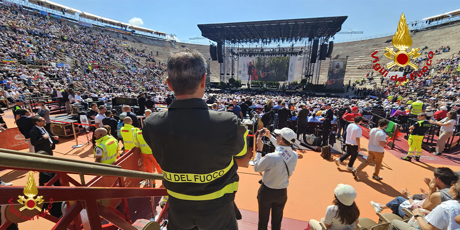 Verona, i Vigili del fuoco nel dispositivo di sicurezza dei Vigili del fuoco per la visita del Papa