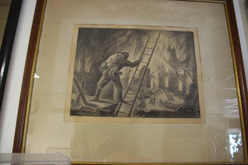 Rappresentazione a carboncino intervento di soccorso