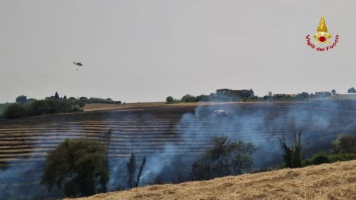 Incendio di vegetazione a Francaville D'Ete