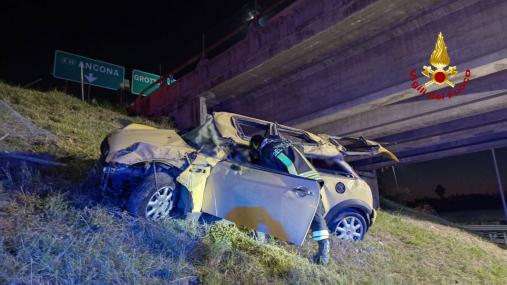 Auto finisce fuori strada a Grottammare