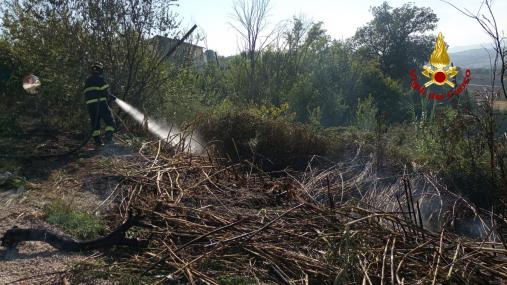 Intervento dei Vigili del fuoco nel pomeriggio per vegetazione in fiamme