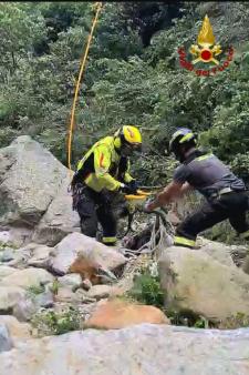 I Vigili del fuoco salvano un toro finito nel torrente in località Rassa