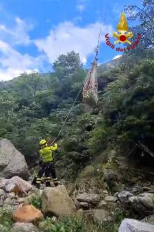 I Vigili del fuoco salvano un toro finito nel torrente in località Rassa