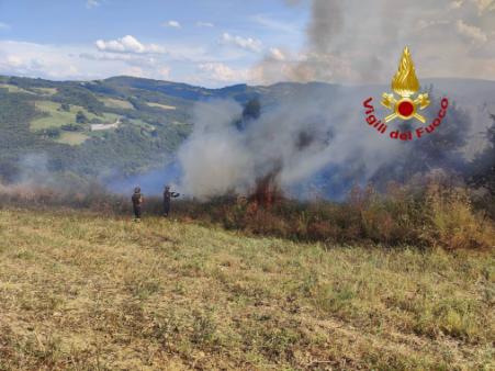Bosco in fiamme in località Collemincio nel comune di Valfabbrica