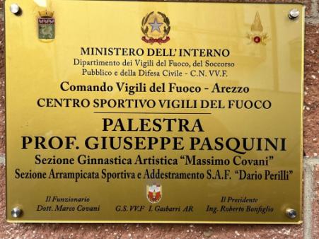 Arezzo, la palestra del centro sportivo del Comando VV.F. intitolata al  Prof. Giuseppe Pasquini