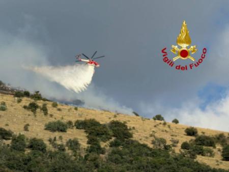 Incendio di bosco a Norcia