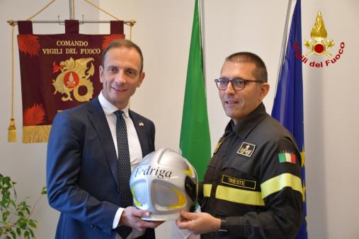 Il Presidente della Regione Autonoma Friuli Venezia Giulia Massimiliano Fedriga in visita al Comando Vigili del fuoco di Trieste