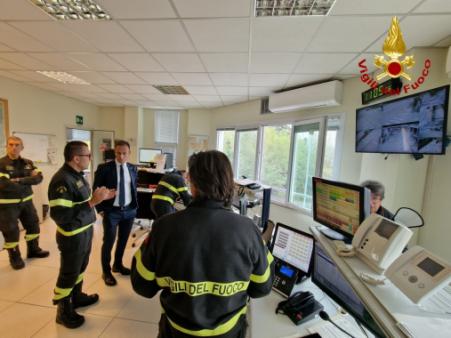 Il Presidente della Regione Autonoma Friuli Venezia Giulia Massimiliano Fedriga in visita al Comando Vigili del fuoco di Trieste