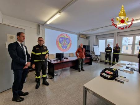 Il Presidente della Regione Autonoma Friuli Venezia Giulia Massimiliano Fedriga in visita al Comando Vigili del fuoco di Trieste